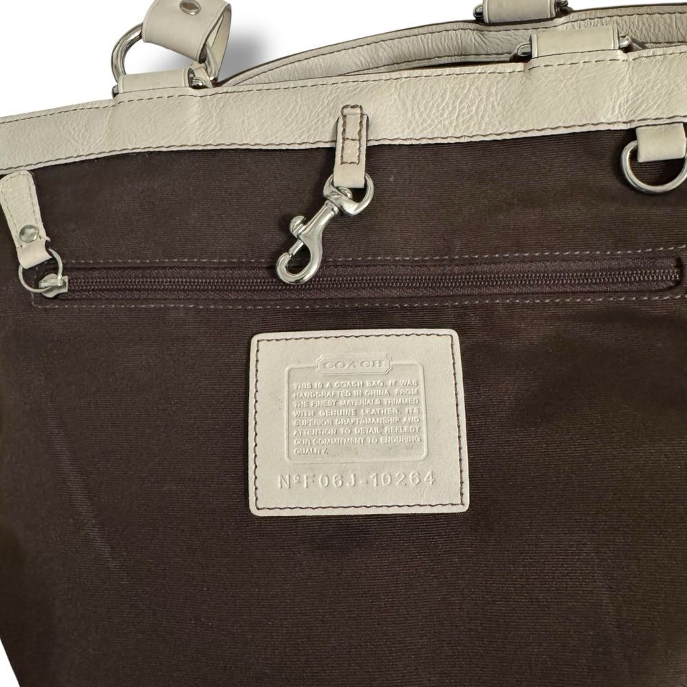 Coach Hamptons Large Signature Leather Trim Python Stripe Hobo Handbag Brown - Picture 8 of 11